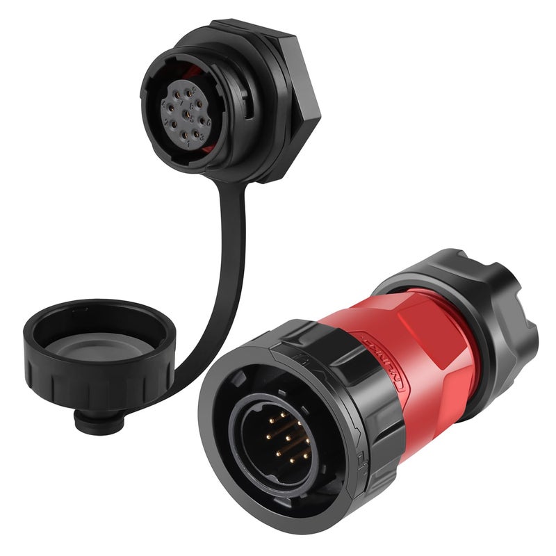 CNLINKO YM-20 Single-Hole Waterproof Connector with PIN Partitioned Design, IP68 Circular Connector, Quick Plugging Aviation Connector, M20 Power Data Connector (9 PIN) - Image 1